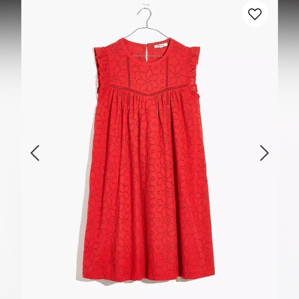 Madewell Eyelet Ruffle Sleeve Mini Dress NWT